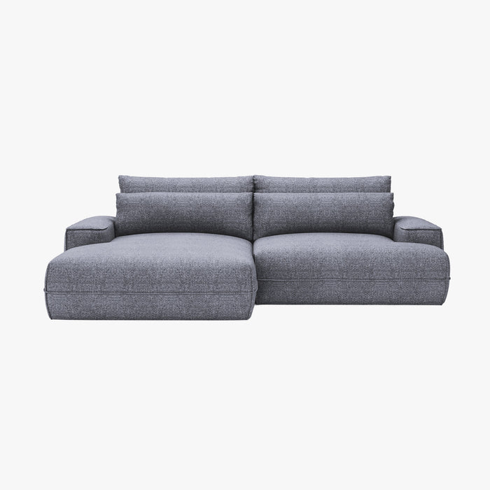 NOEMIA Canapé d'angle convertible avec coffre en tissu gris clair - Angle gauche