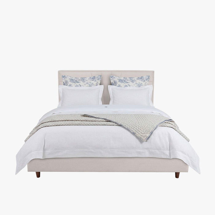 KIRA Lit double en tissu avec coffre en tissu beige 140x190 cm