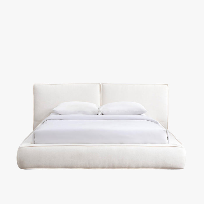 TAYSI Lit double en velours blanc écru 160x200 cm