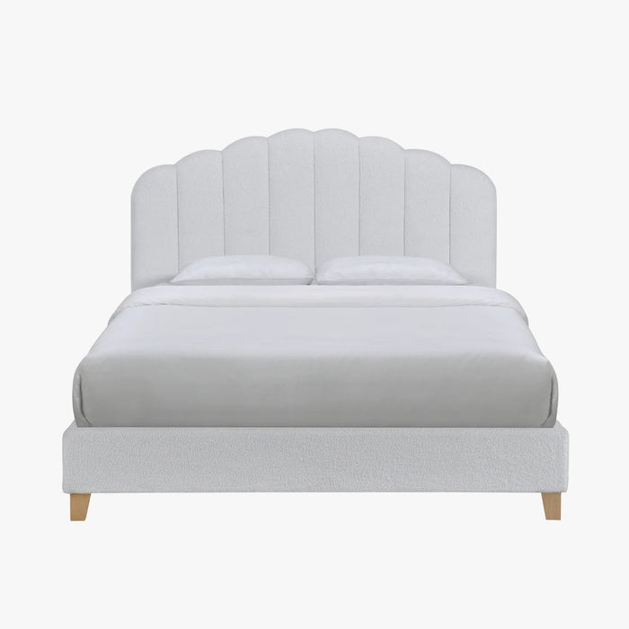 SULIA Lit double effet peau de mouton écru 140x190 cm