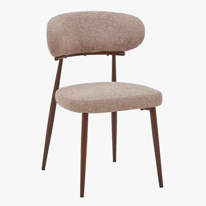 ZOELIA Lot de 2 chaises en tissu taupe pieds couleur bois foncé