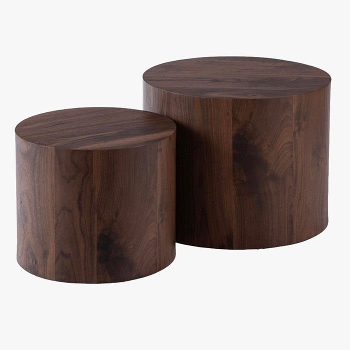 LEILA Lot de 2 tables basses couleur bois foncé