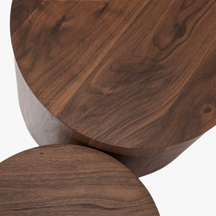 LEILA Lot de 2 tables basses couleur bois foncé