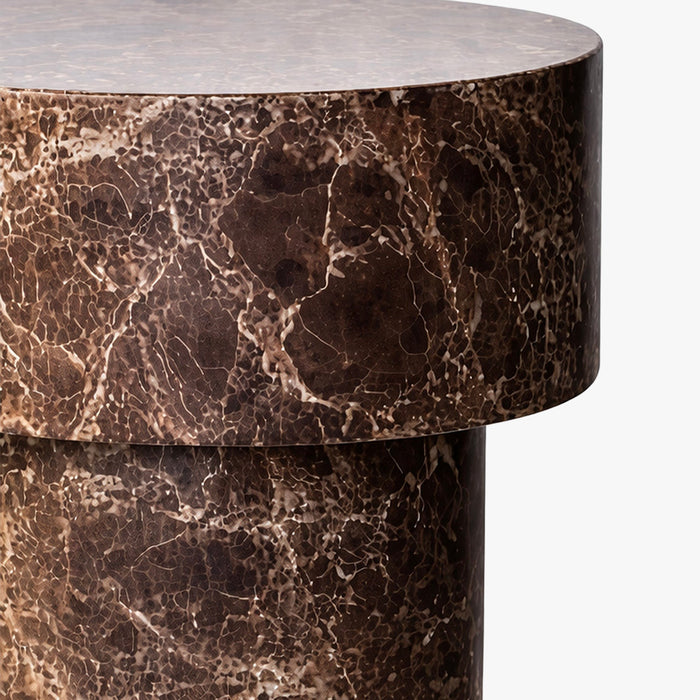 ZENA-39 Table d'appoint ronde en marbre d'ingénierie marron D39 cm