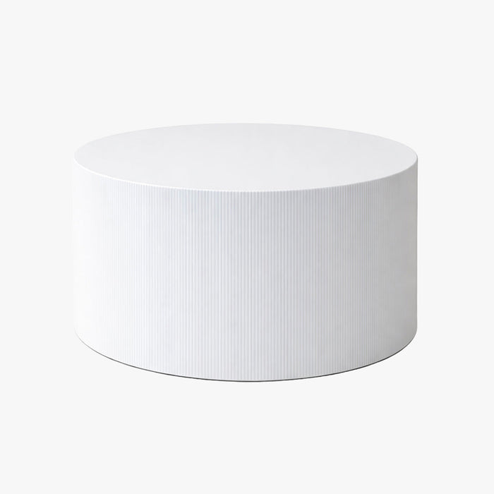 MELIA Table basse ronde en marbre d'ingénierie blanc D70 cm