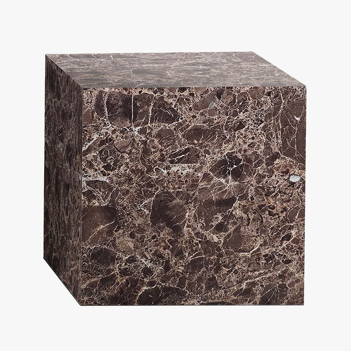 JASMIA Table basse carré en marbre d'ingénierie marron