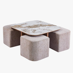 Table basse 4 poufs