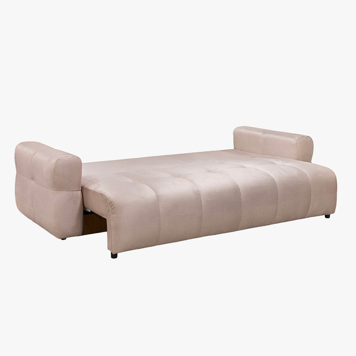 NAOMI Canapé 3 places convertible avec coffre en tissu beige