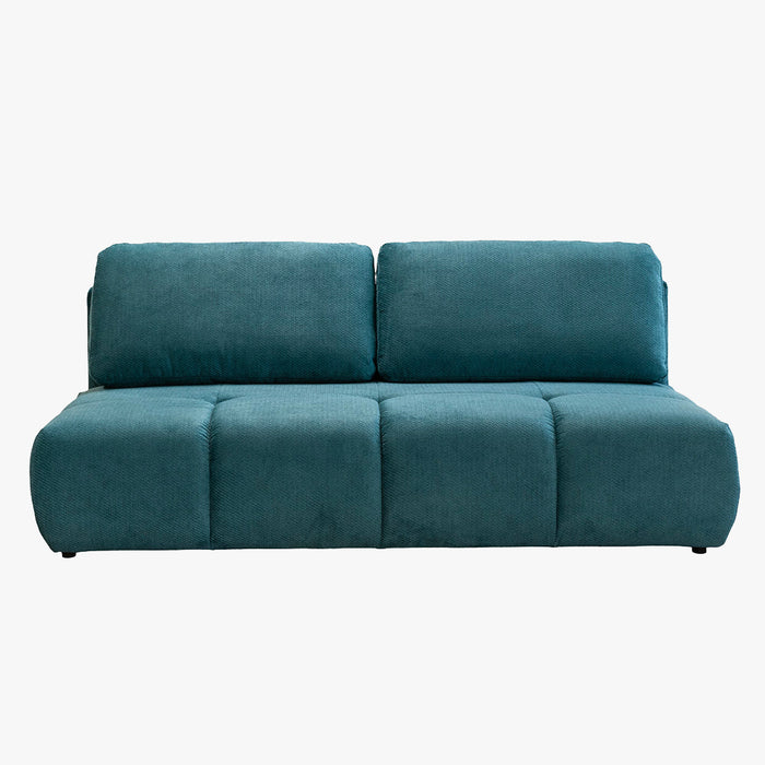 MELVA Canapé 3 places convertible avec coffre en tissu bleu