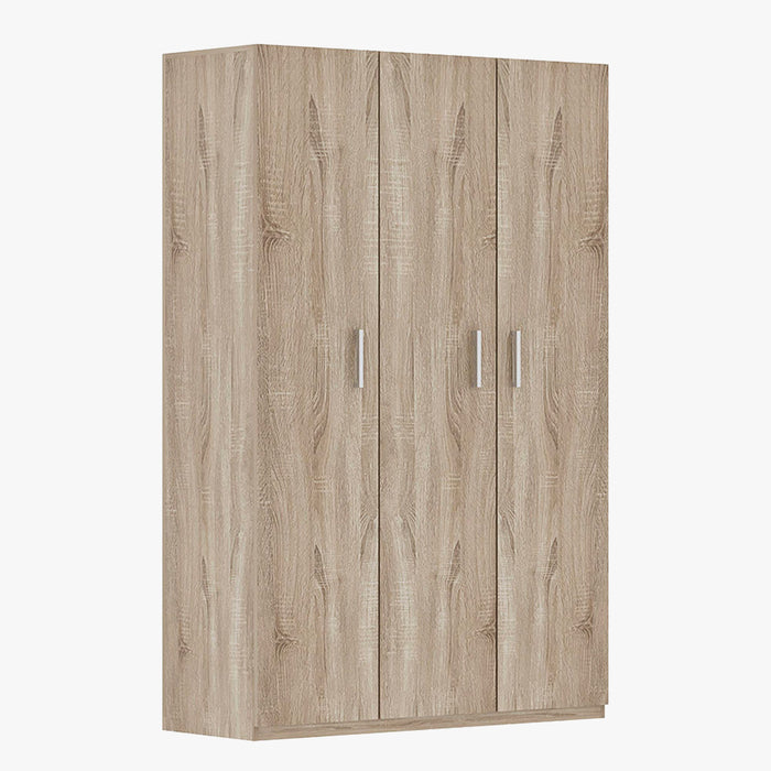 MIKE XL Armoire 3 portes 8 étagères couleur chêne clair
