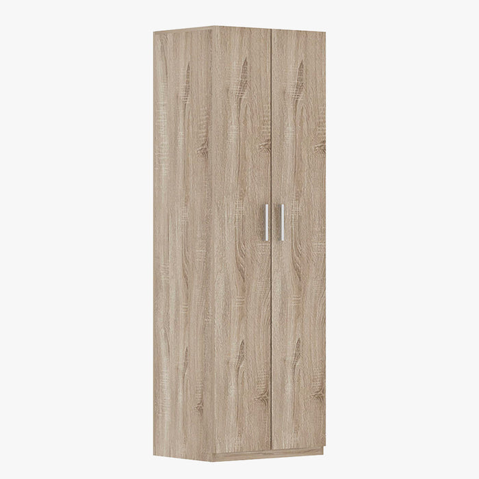 MIKE Armoire 2 portes 4 étagères couleur chêne clair