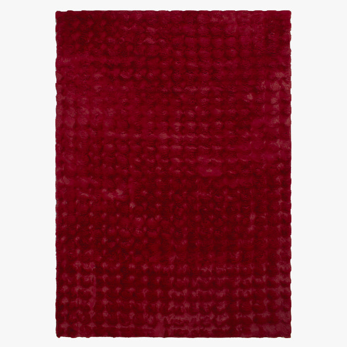 BUBBLE Tapis tissu doux à relief rouge - 160x230