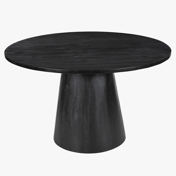 TOMMY - 130 Table à manger ronde en bois de manguier noir D130 cm