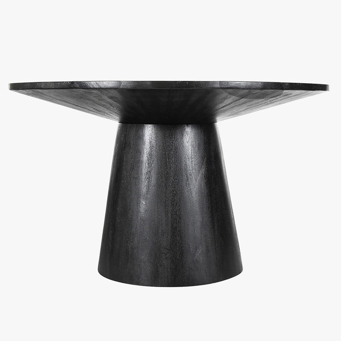 TOMMY - 130 Table à manger ronde en bois de manguier noir D130 cm