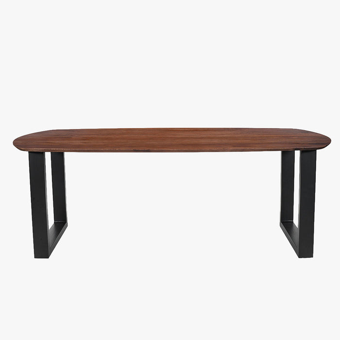 TOMMY - 220 Table à manger ovale en bois de manguier clair pieds en métal noir 220 cm