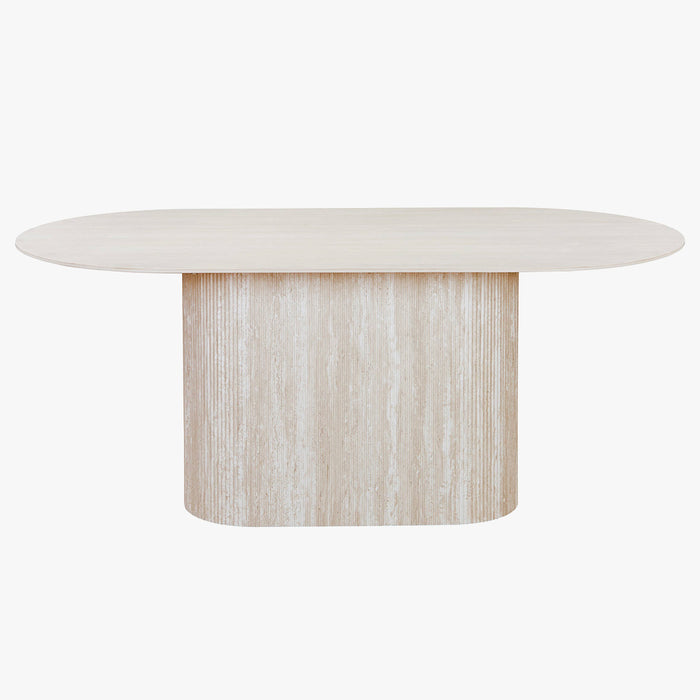 GAEL XL Table à manger ovale en céramique beige 180 cm