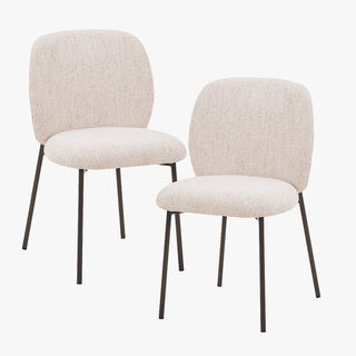 MOGAN Lot de 2 chaises en tissu beige pieds en métal noir