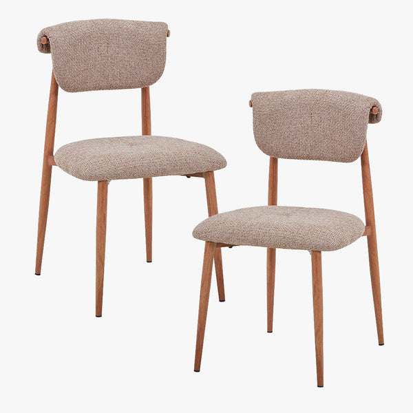 ADRIA Lot de 2 chaises en tissu taupe pieds couleur bois