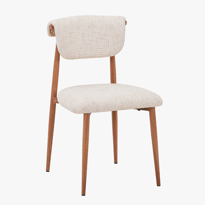 ADRIA Lot de 2 chaises en tissu beige pieds couleur bois
