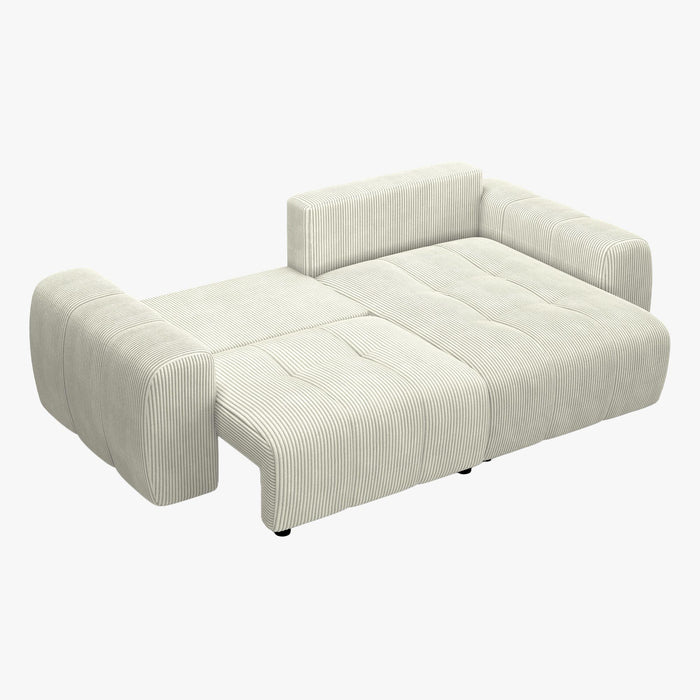 ALYA Canapé d'angle convertible et réversible avec coffre en velours côtelé beige
