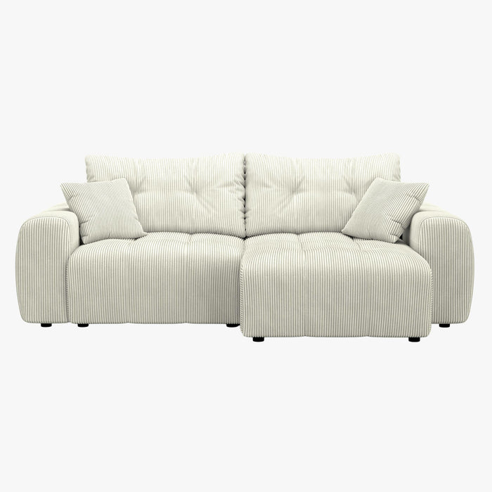 ALYA Canapé d'angle convertible et réversible avec coffre en velours côtelé beige