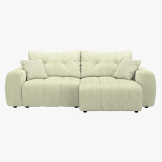 ALYA Canapé d'angle convertible et réversible avec coffre en velours côtelé beige
