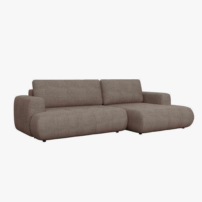 MIREL Canapé d'angle convertible en tissu marron - Angle droit
