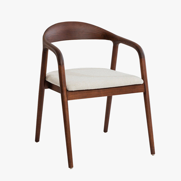 CLAIRE Chaise en tissu beige piètement en bois foncé