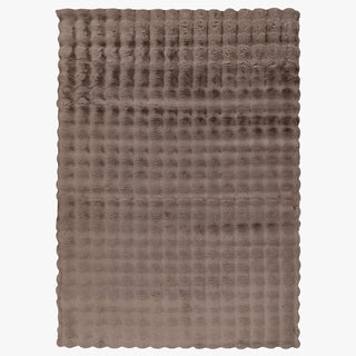 HARMONY Tapis en tissu doux à motif quadrillé taupe - 80x150 cm