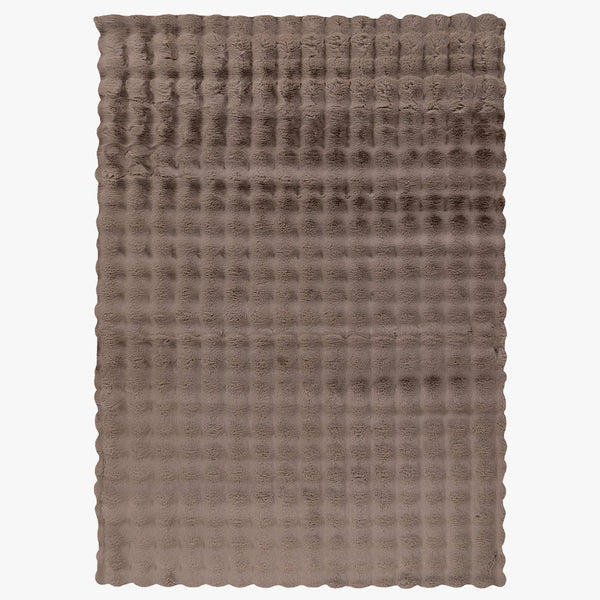 HARMONY Tapis en tissu doux à motif quadrillé taupe - 80x150 cm