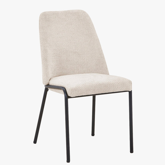 JADHA Lot de 2 chaises en tissu bouclette beige pieds en métal noir