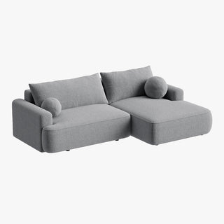 ANAIS Canapé d'angle convertible en tissu bouclette gris - Angle droit