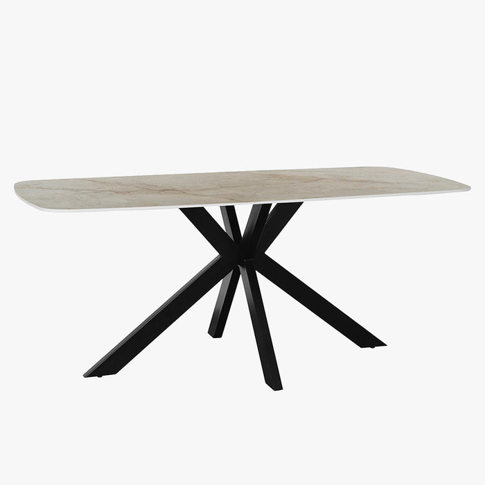 APOLLO XL Table à manger en pierre frittée beige 180 cm