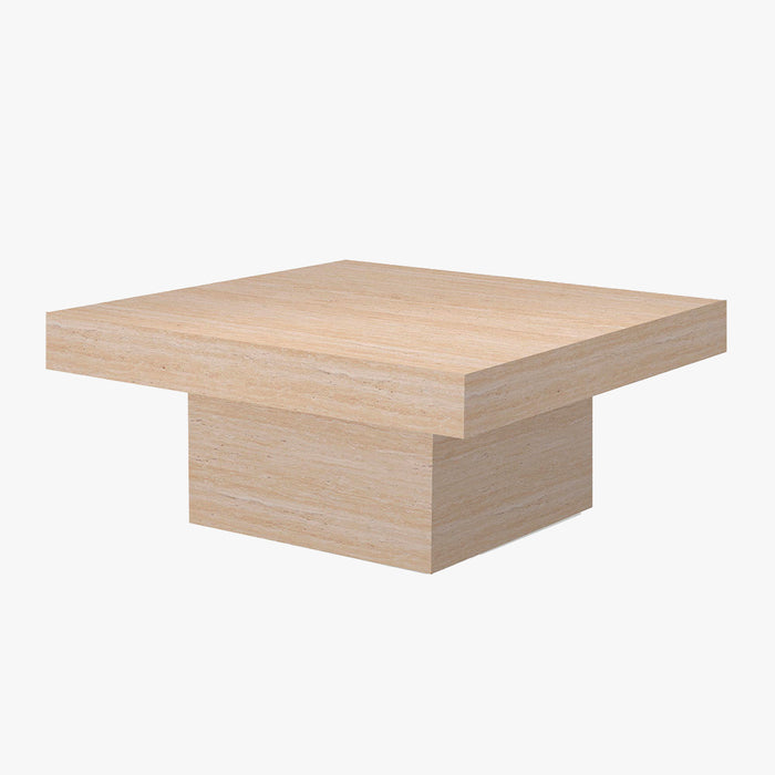 KAYZA Table basse carrée en marbre d'ingénierie couleur travertin