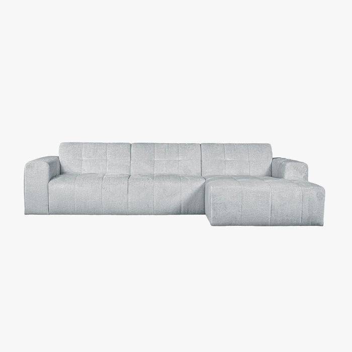 CYNDA Canapé d'angle en tissu capitonné gris - Angle droit
