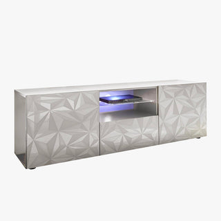 VERONA Meuble TV design 2 portes 2 niches et 1 tiroir blanc