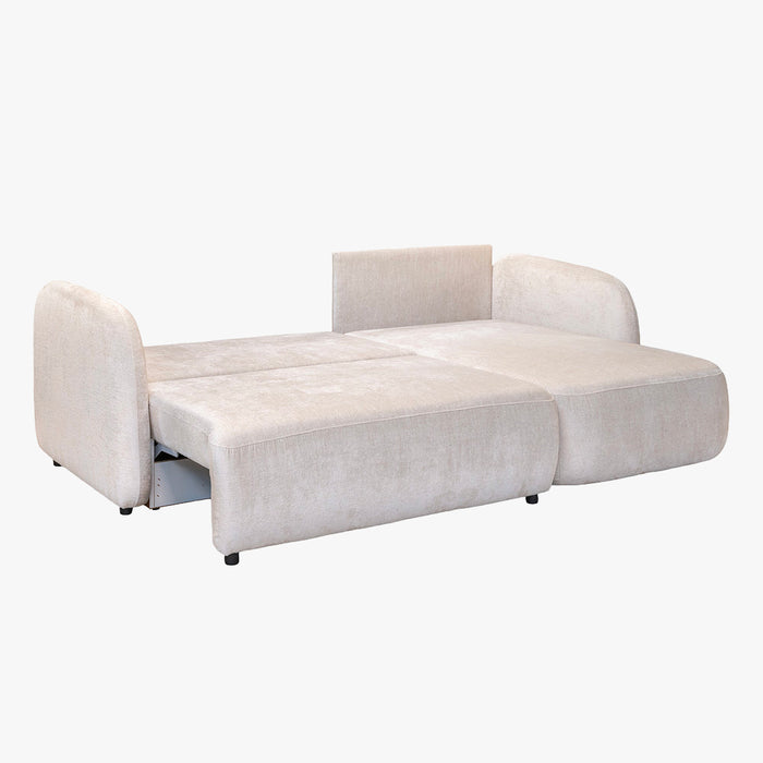 DRIXY Canapé d'angle convertible avec coffre en tissu beige - Angle droit