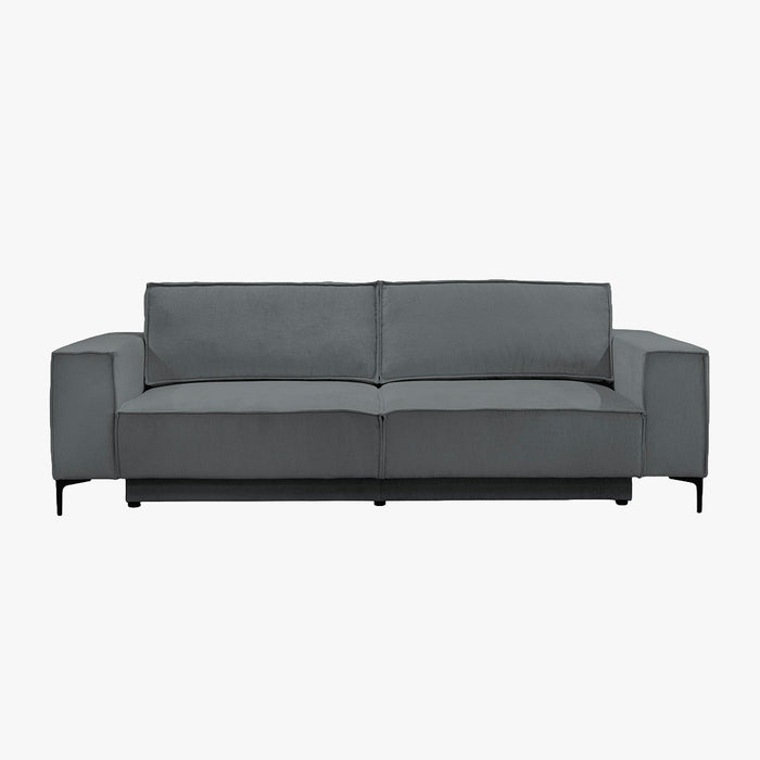 SAYLA Canapé 3 places convertible en tissu gris foncé