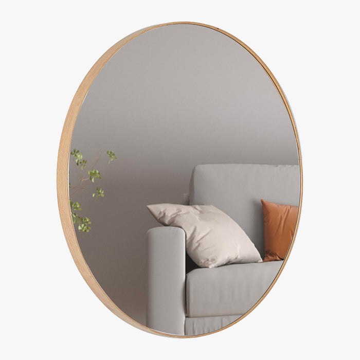 COLYN Miroir mural rond 80x80 cm couleur chêne vieilli