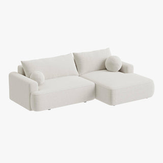 ANAIS Canapé d'angle convertible en tissu bouclette beige - Angle droit