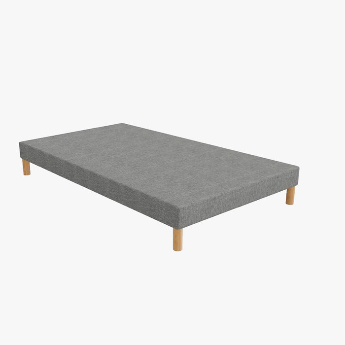 SPRING Sommier tapissier 90*190 tissu gris piètement en bois
