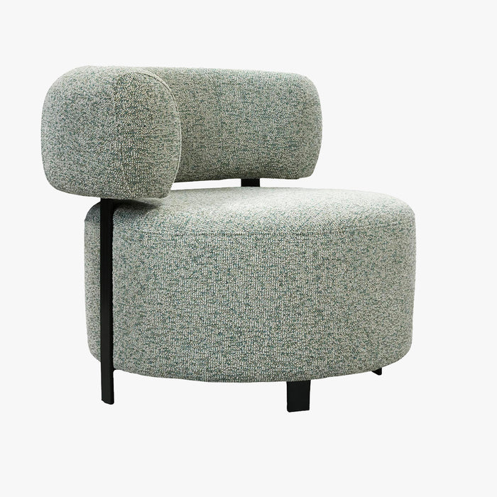 NAYA Fauteuil design en tissu vert et métal noir