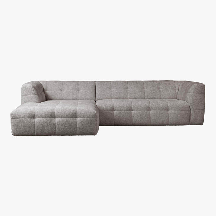 DEYNA Canapé d’angle en tissu capitonné gris foncé - Angle gauche