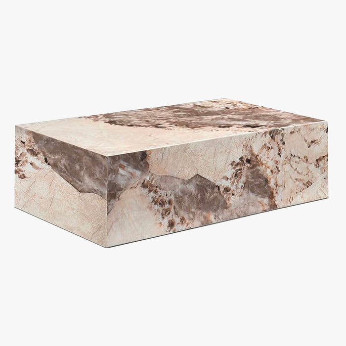 ISBEL Table basse rectangulaire marbre d'ingénierie beige et marron