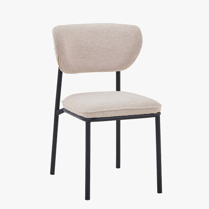 MILA NOIR Lot de 2 chaises en tissu beige piètement en métal noir