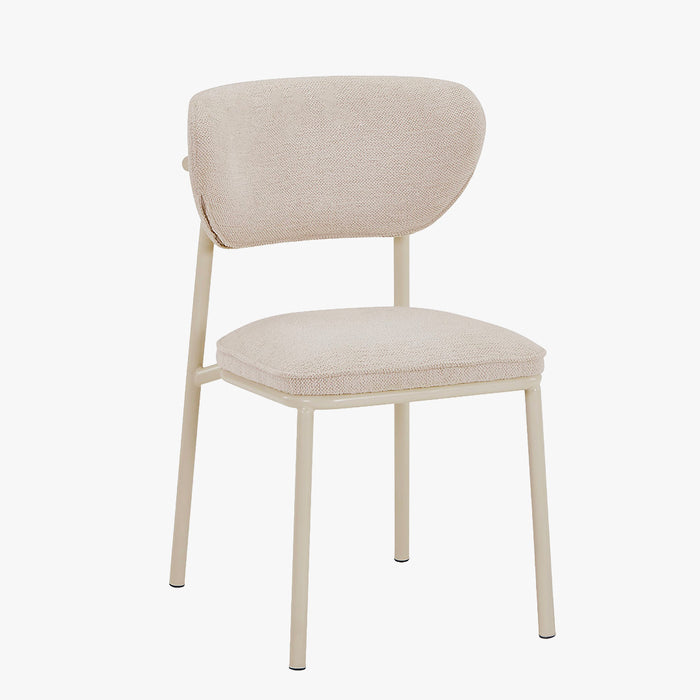 MILA Lot de 2 chaises en tissu beige piètement en métal beige