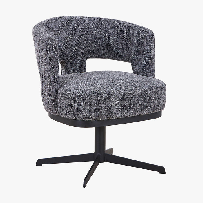 HAVA Chaise pivotante en tissu gris anthracite pieds en métal noir