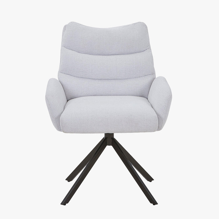 BROOK Chaise pivotante en tissu beige pieds en métal noir