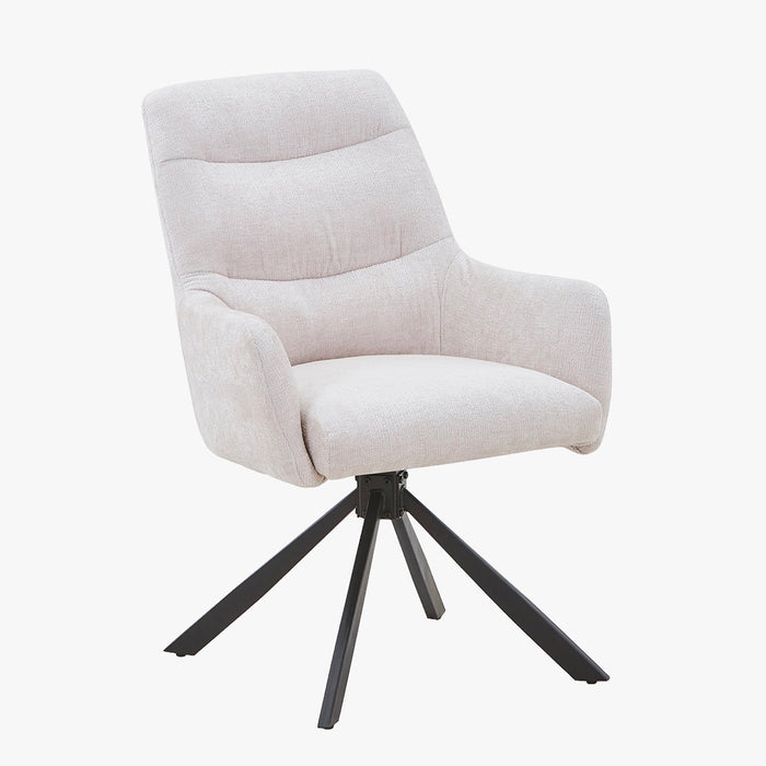 ASHLY Lot de 2 chaises pivotantes en tissu beige pieds en métal noir