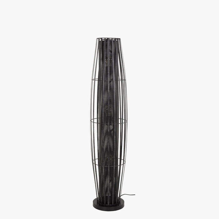 LIORA Lampadaire cylindrique 3 lampes en métal gris foncé 27x120 cm